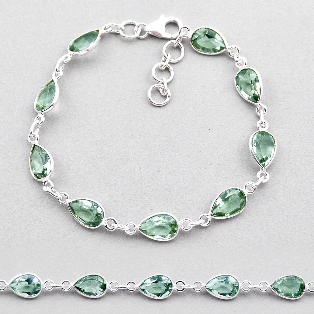 925 sterling silver 19.29cts tennis natural green amethyst bangle jewelry n39969