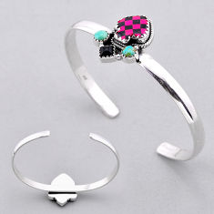 Arizona mohave turquoise strip opal onyx 925 silver adjustable bangle n53498