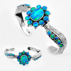 9.37cts back closed australian opal (lab) 925 silver adjustable bangle c32179
