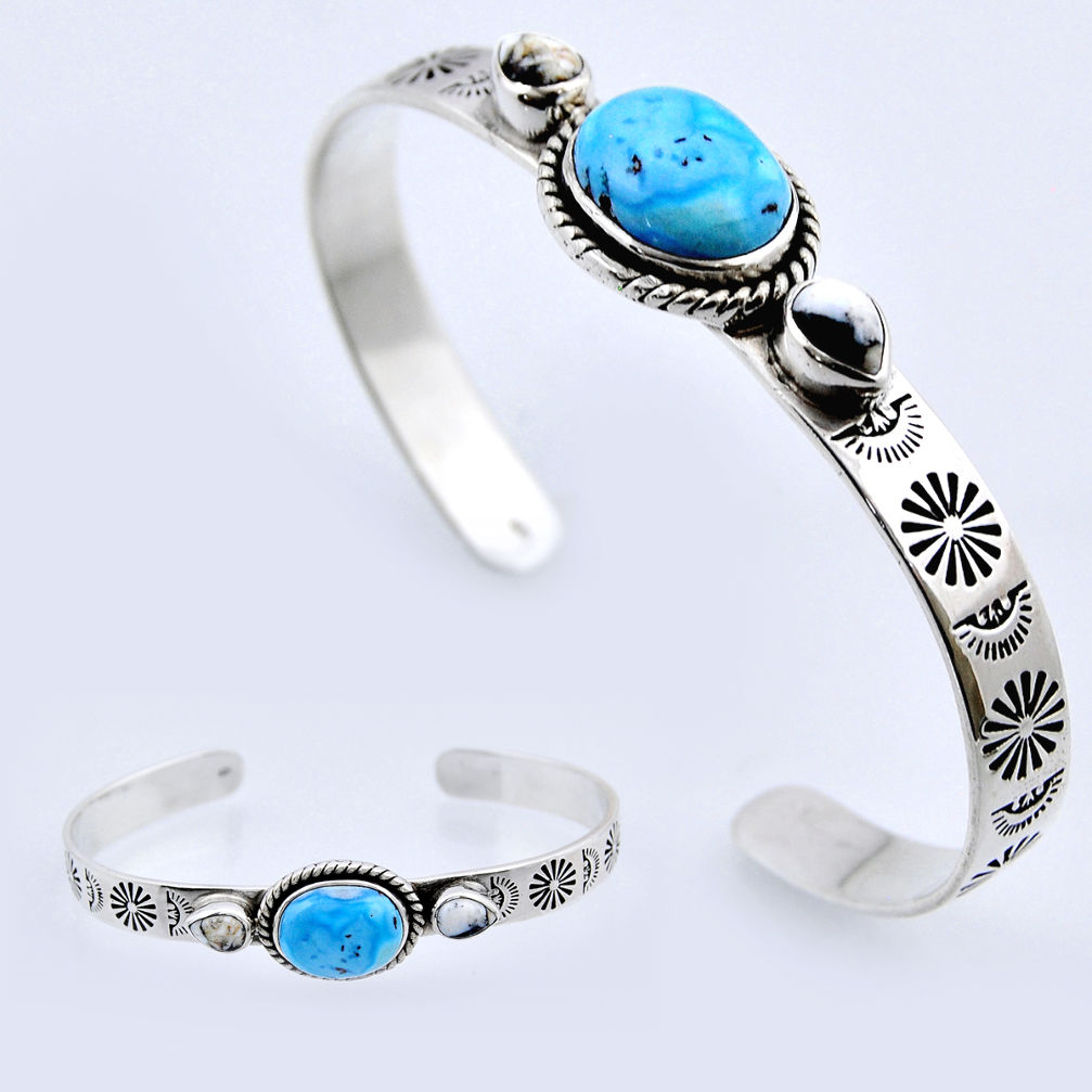 9.14cts back closed golden hills turquoise 925 silver adjustable bangle c32102