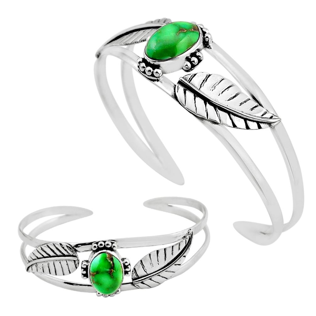 9.53cts back closed natural turquoise tibetan silver adjustable bangle c33260