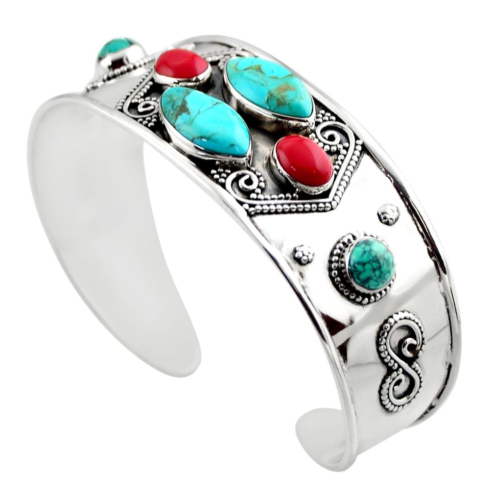 19.52cts blue arizona mohave turquoise 925 silver adjustable bangle r30756