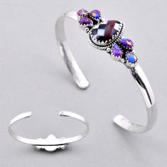 Checker silver copper turquoise white red strip opal adjustable bangle n53492