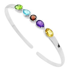 6.92cts garnet amethyst citrine garnet topaz 925 silver adjustable bangle t51365