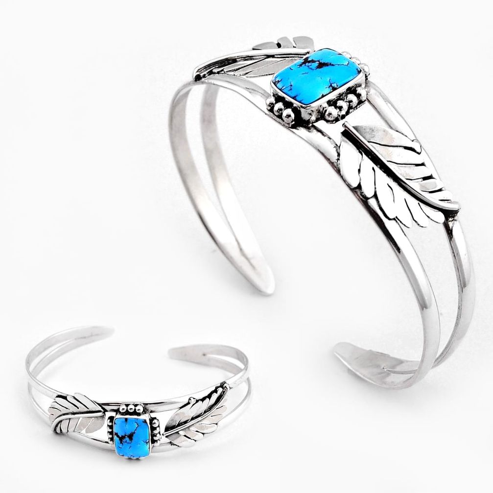 5.16cts golden hills turquoise octagan leaf 925 silver adjustable bangle c34526