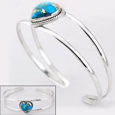 14.37cts heart blue copper turquoise 925 silver adjustable bangle t91586