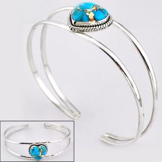 14.43cts heart copper turquoise 925 sterling silver adjustable bangle t91576