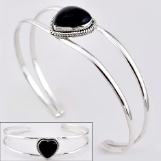 12.13cts heart natural black onyx 925 sterling silver adjustable bangle t91561