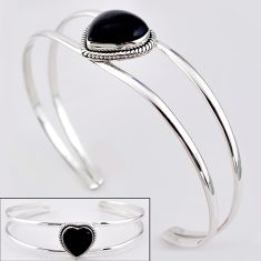 13.40cts heart natural black onyx 925 sterling silver adjustable bangle t91563