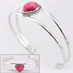 14.98cts heart natural pink thulite 925 silver adjustable bangle jewelry t91587