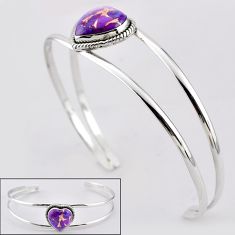 14.10cts heart purple copper turquoise 925 silver adjustable bangle t91592