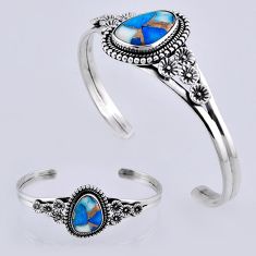 13.32cts kingman ice blue dahlia 925 sterling silver adjustable bangle n32421