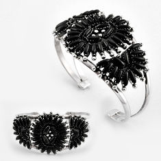 27.76cts natural black onyx 925 sterling silver adjustable bangle jewelry c34530