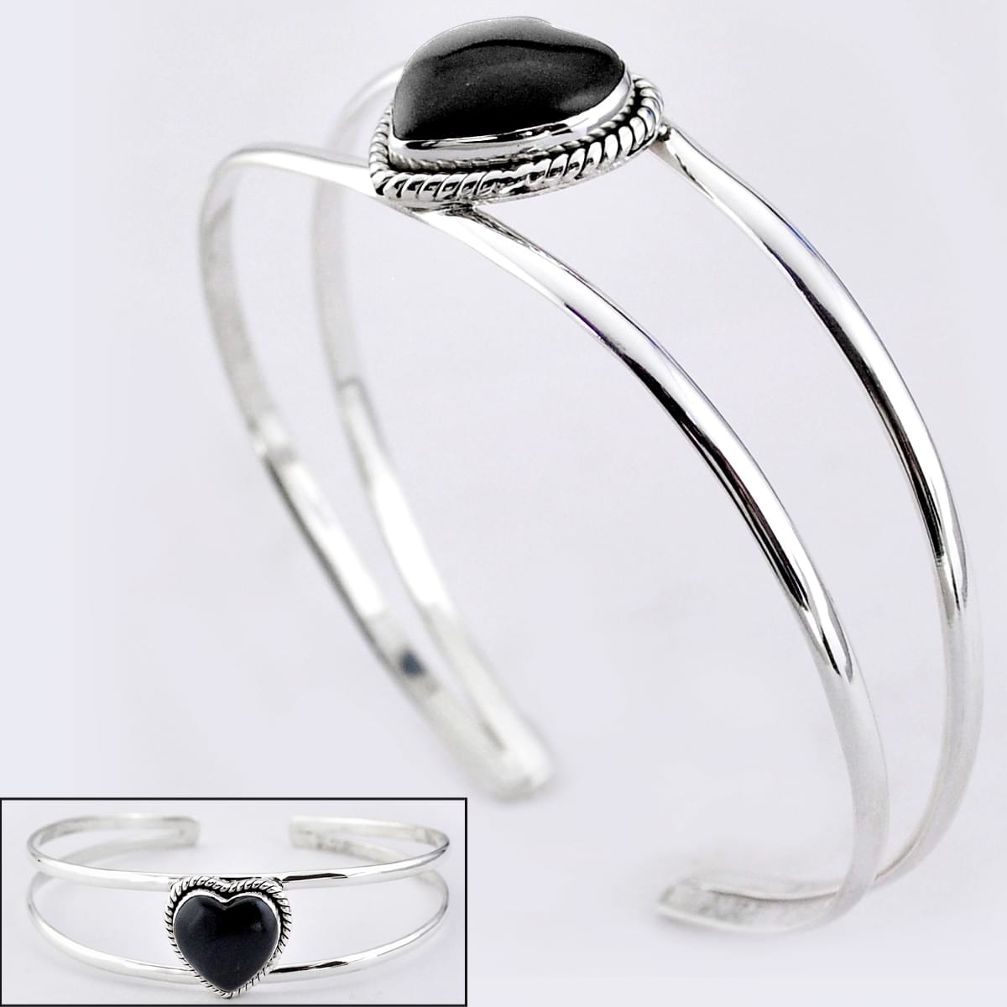 13.33cts natural black onyx 925 sterling silver adjustable bangle jewelry t91605