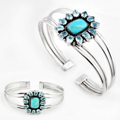 24.14cts natural blue kingman turquoise topaz silver adjustable bangle c30784