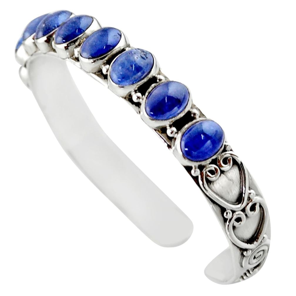 20.23cts natural blue tanzanite 925 sterling silver adjustable bangle d47181