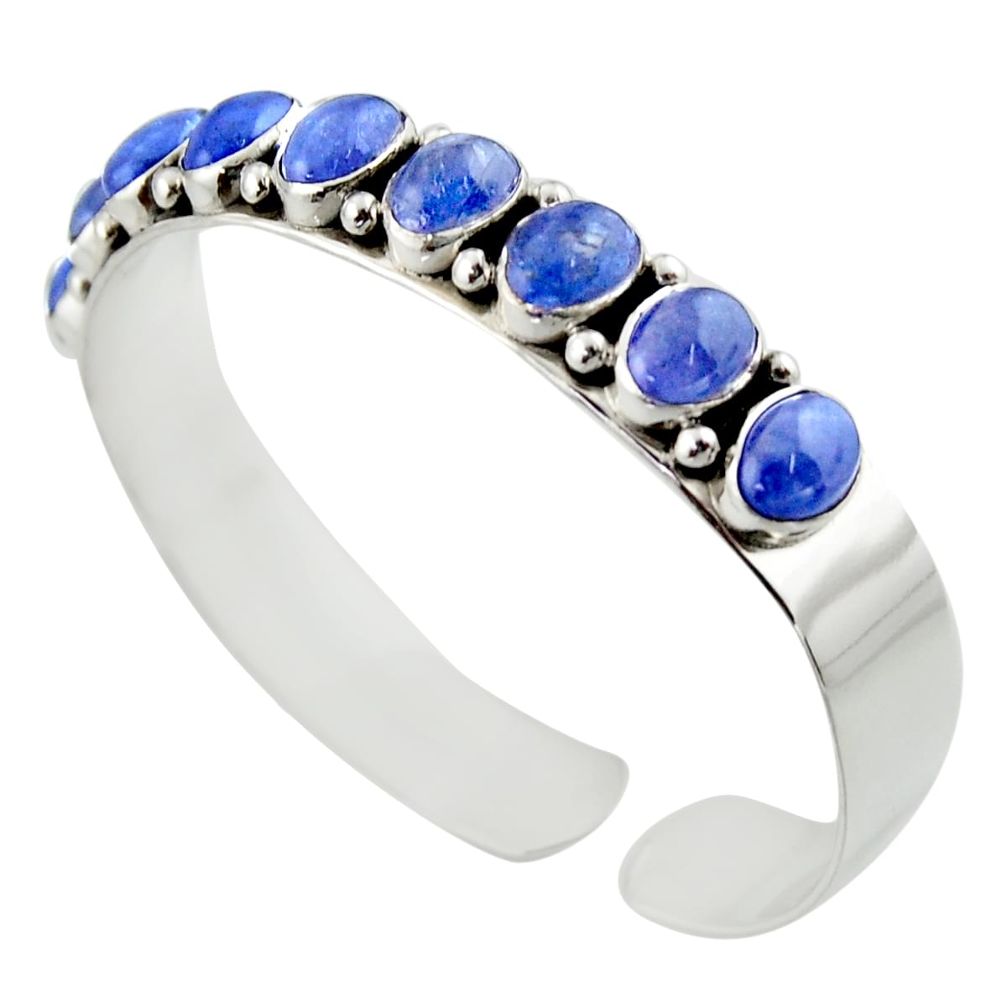 18.43cts natural blue tanzanite 925 sterling silver adjustable bangle d47191