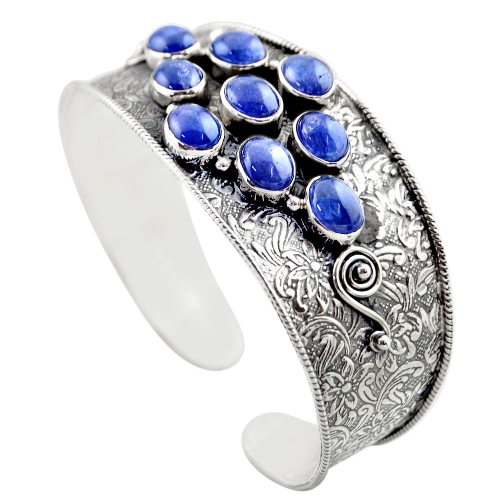 19.52cts natural blue tanzanite 925 sterling silver adjustable bangle r30741