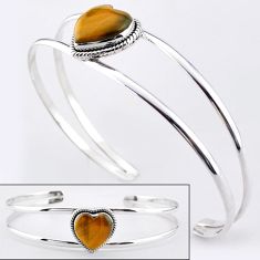 12.81cts natural brown tiger's eye 925 sterling silver adjustable bangle t92673