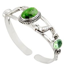 17.42cts natural green chrome diopside silver adjustable bangle jewelry d47232