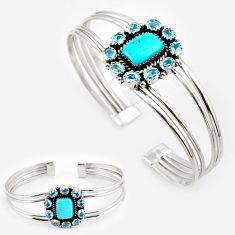 19.70cts natural kingman turquoise topaz 925 silver adjustable bangle c30782