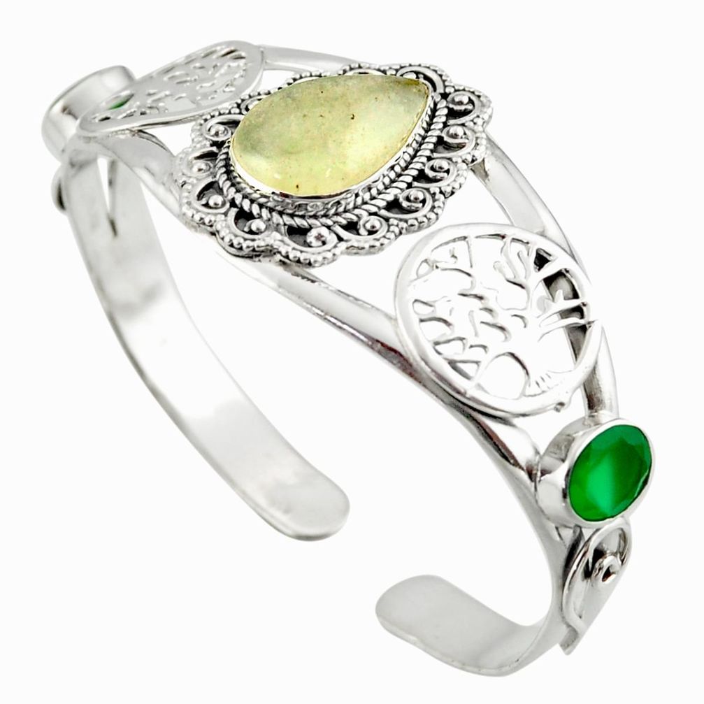 18.66cts natural libyan desert glass 925 silver adjustable bangle jewelry d47198