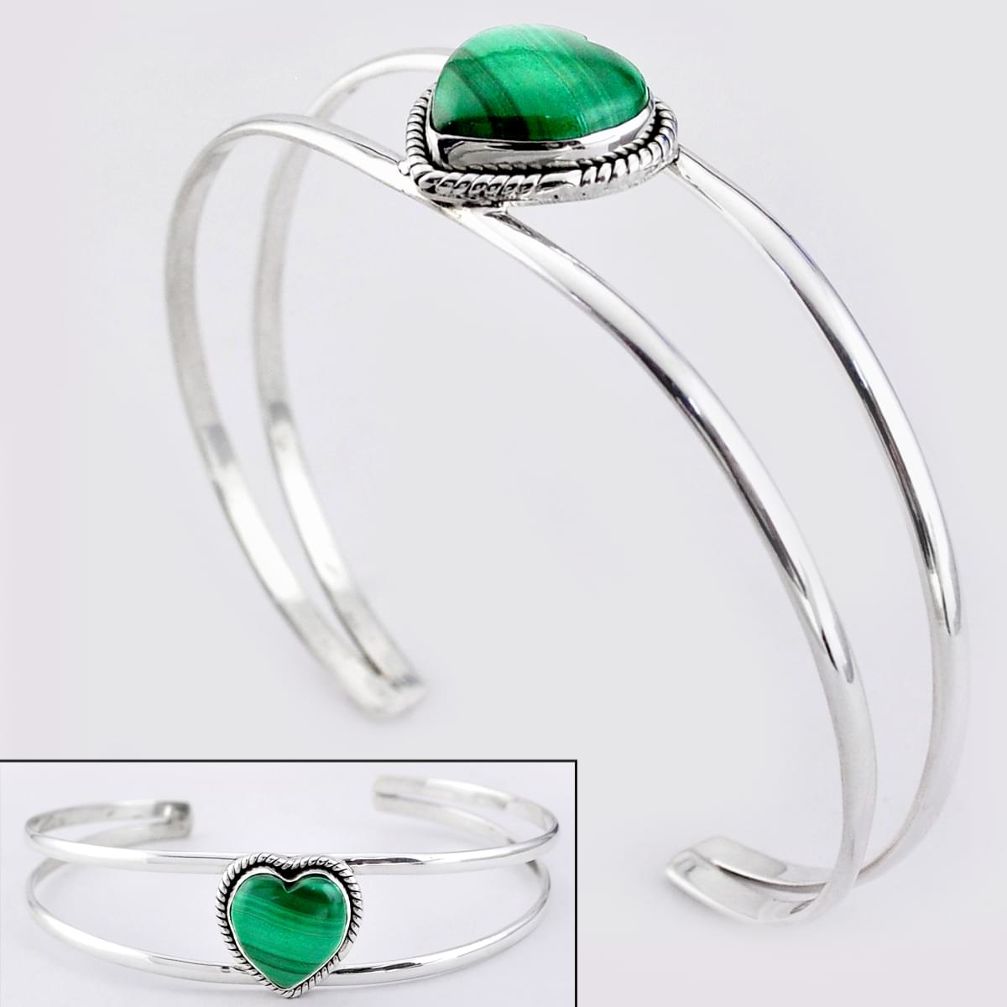 13.20cts natural malachite (pilot's stone) 925 silver adjustable bangle t91602