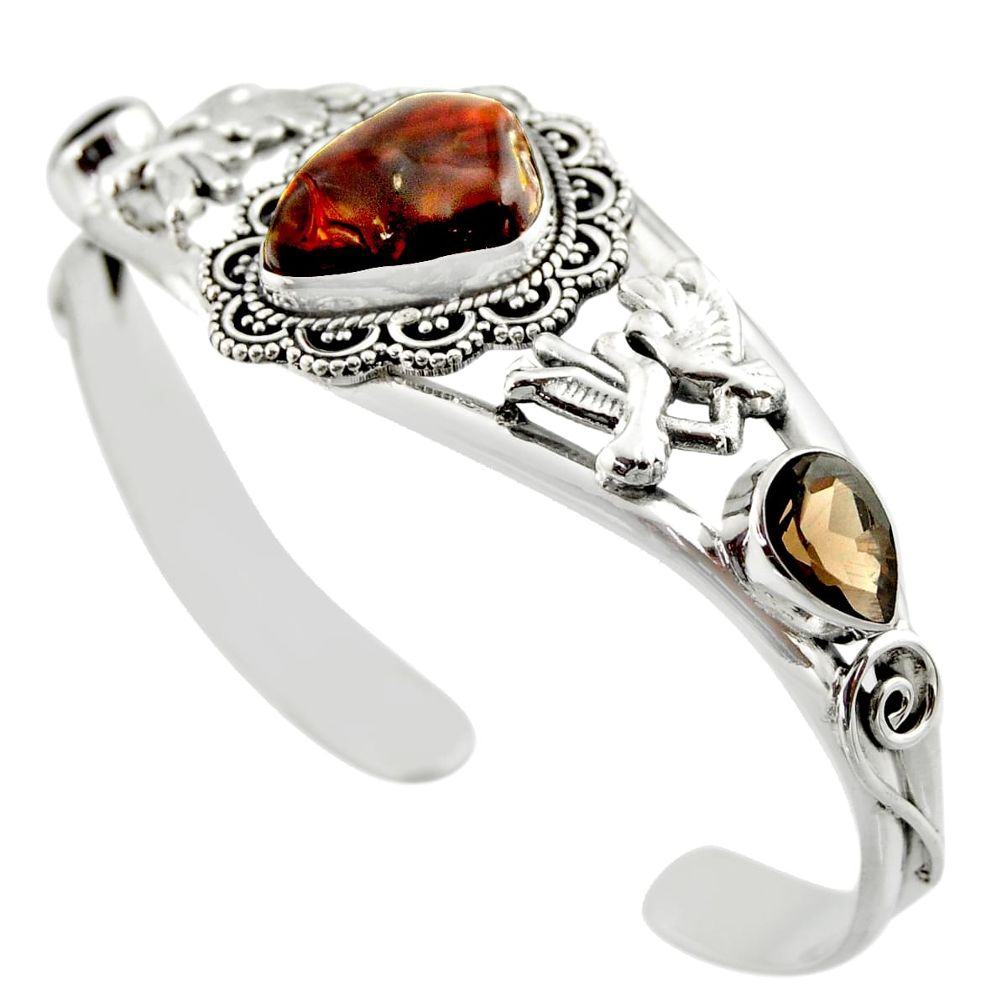 21.46cts natural multi color mexican fire agate silver adjustable bangle d47211