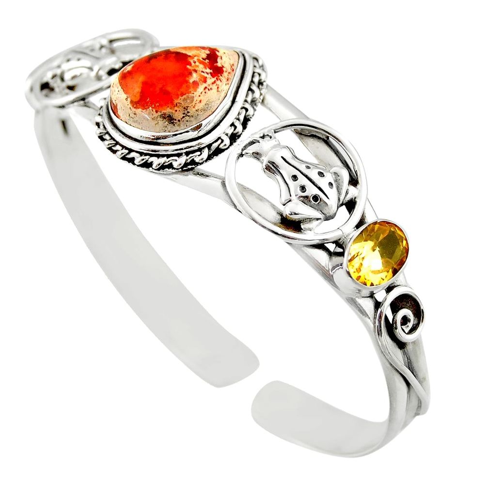 16.02cts natural multi color mexican fire opal silver adjustable bangle d47203