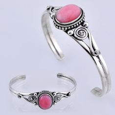 9.22cts natural pink opal 925 sterling silver adjustable bangle jewelry n32401