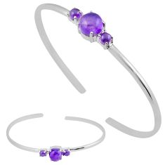 3.92cts natural purple amethyst 925 sterling silver adjustable bangle y37842