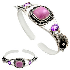 21.50cts natural purple phosphosiderite 925 silver adjustable bangle r27534
