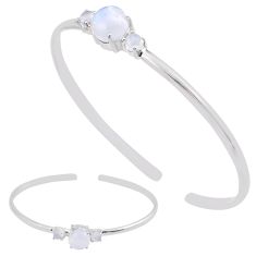 3.92cts natural rainbow moonstone 925 sterling silver adjustable bangle y37853