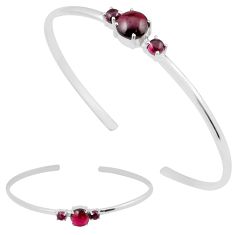 3.94cts natural red garnet 925 sterling silver adjustable bangle jewelry y37841
