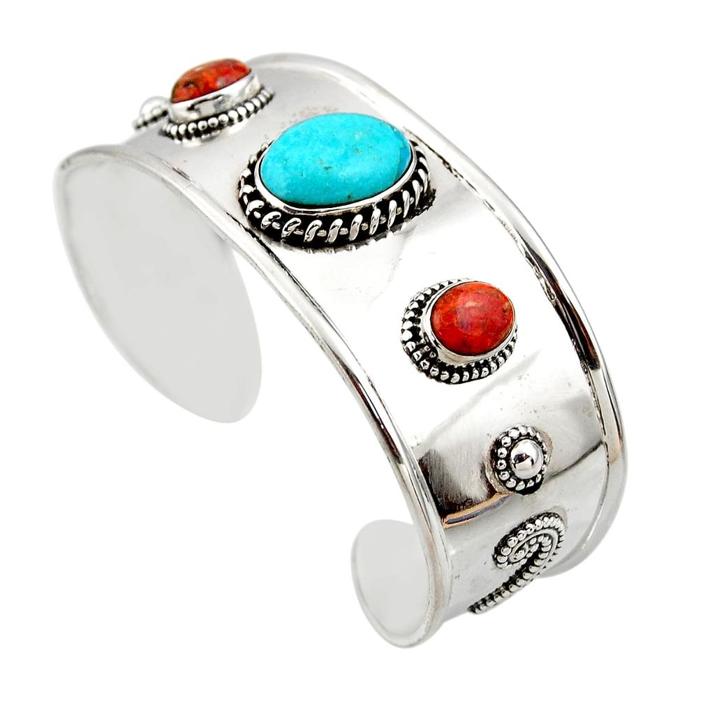 18.67cts natural sleeping beauty turquoise 925 silver adjustable bangle r45214