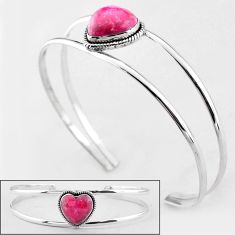 Natural thulite (unionite, pink zoisite) 925 silver adjustable bangle t92671