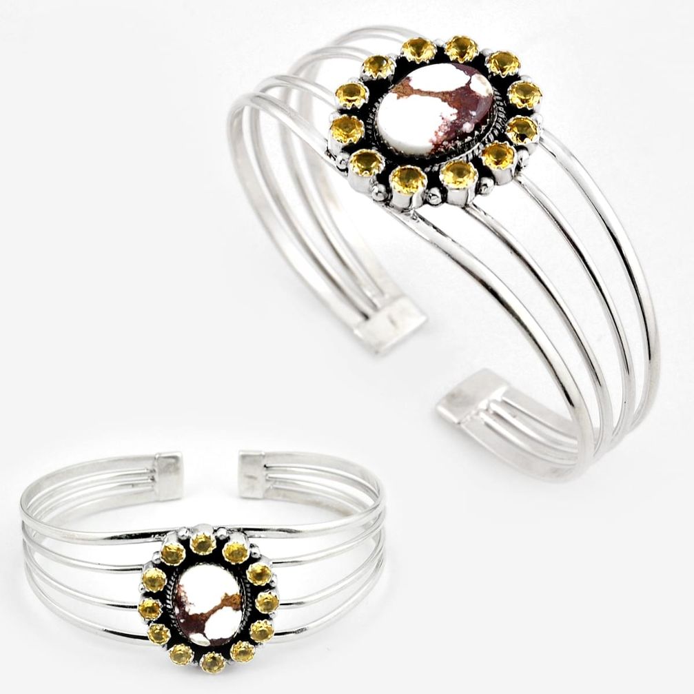 23.98cts natural wild horse magnesite citrine silver adjustable bangle c30785