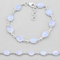 22.01cts tennis natural rainbow moonstone pear 925 sterling silver bangle n44596