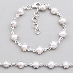 22.48cts tennis natural white pearl 925 sterling silver bangle jewelry n39961