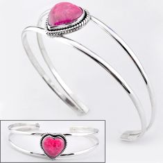13.14cts thulite (unionite, pink zoisite) 925 silver adjustable bangle t92675