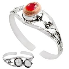 15.32cts natural orange mexican fire opal 925 silver adjustable bangle p89001