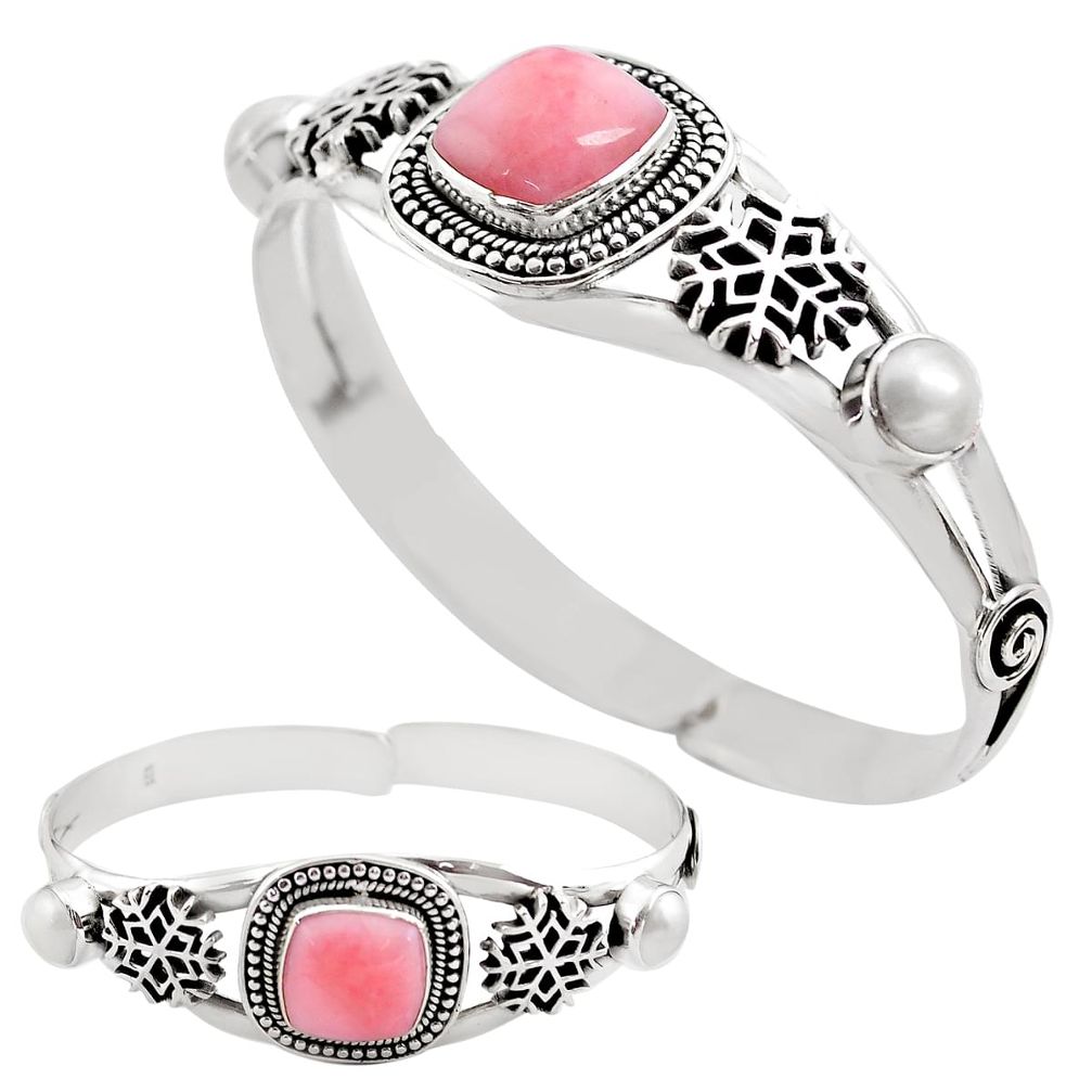 14.71cts natural pink opal pearl 925 sterling silver adjustable bangle p82605