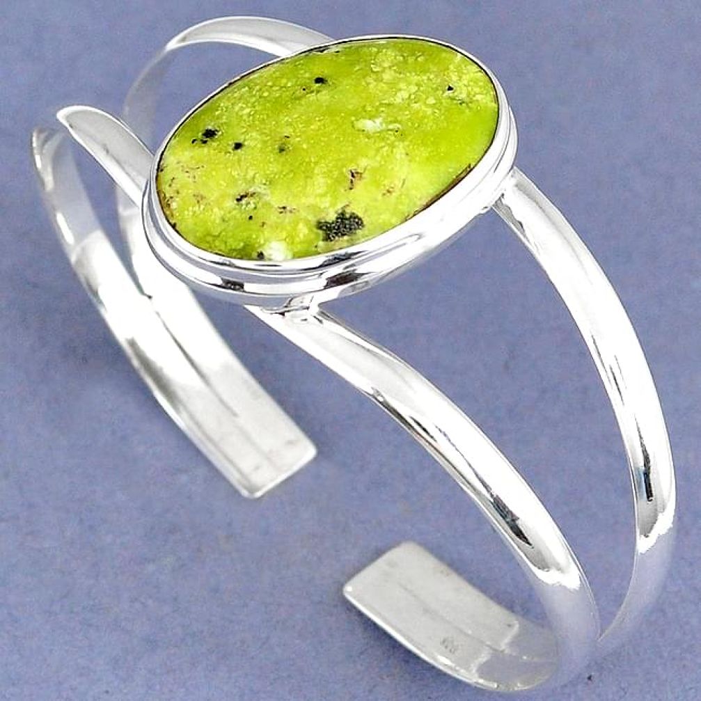 YELLOW LIZARDITE (MEDITATION STONE) 925 STERLING SILVER ADJUSTABLE BANGLE H23305