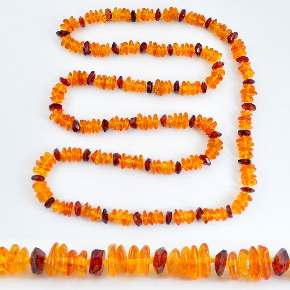 925 silver 82.17cts natural baltic amber (poland) necklace beads jewelry c3244