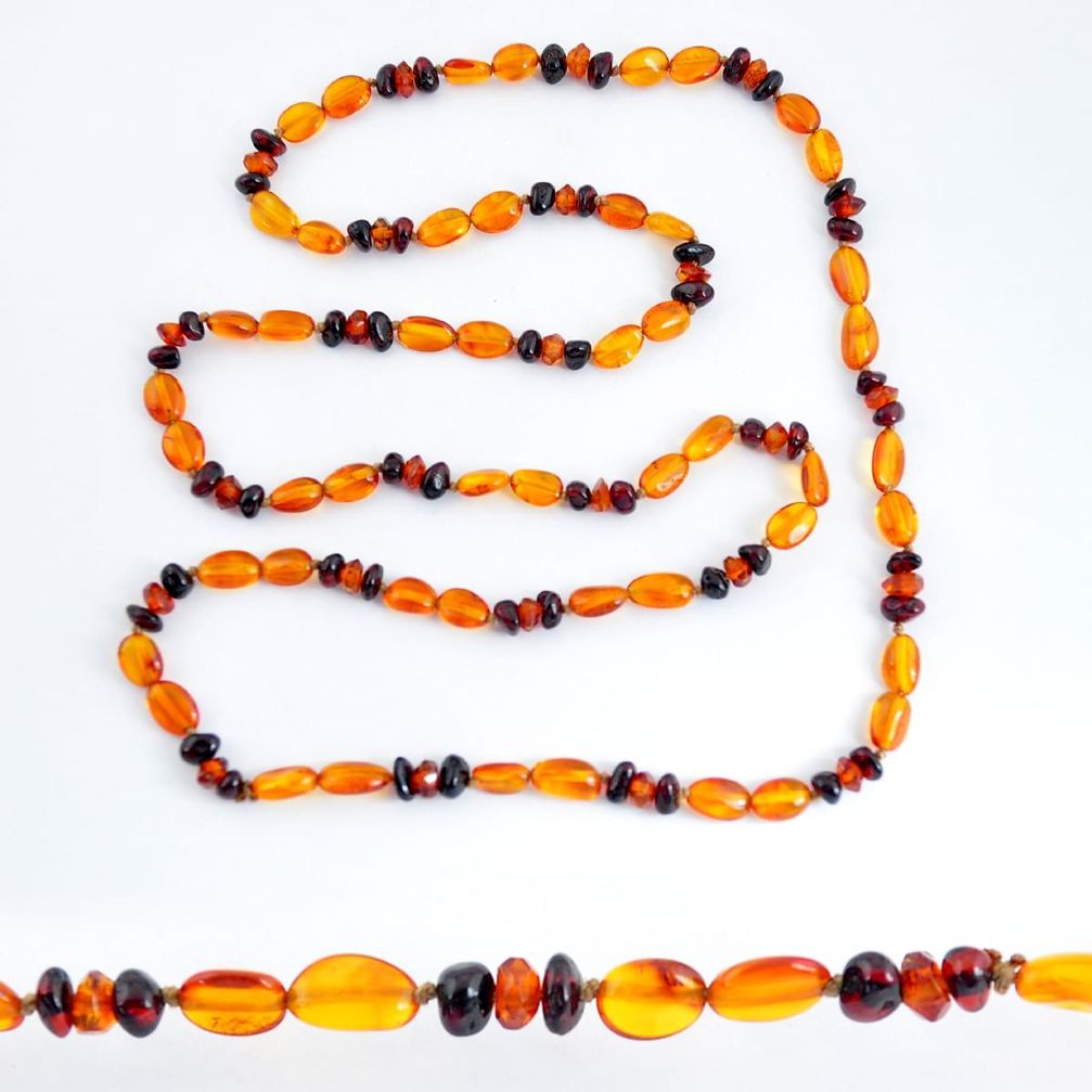 925 sterling silver 39.91cts natural baltic amber (poland) beads necklace c3273
