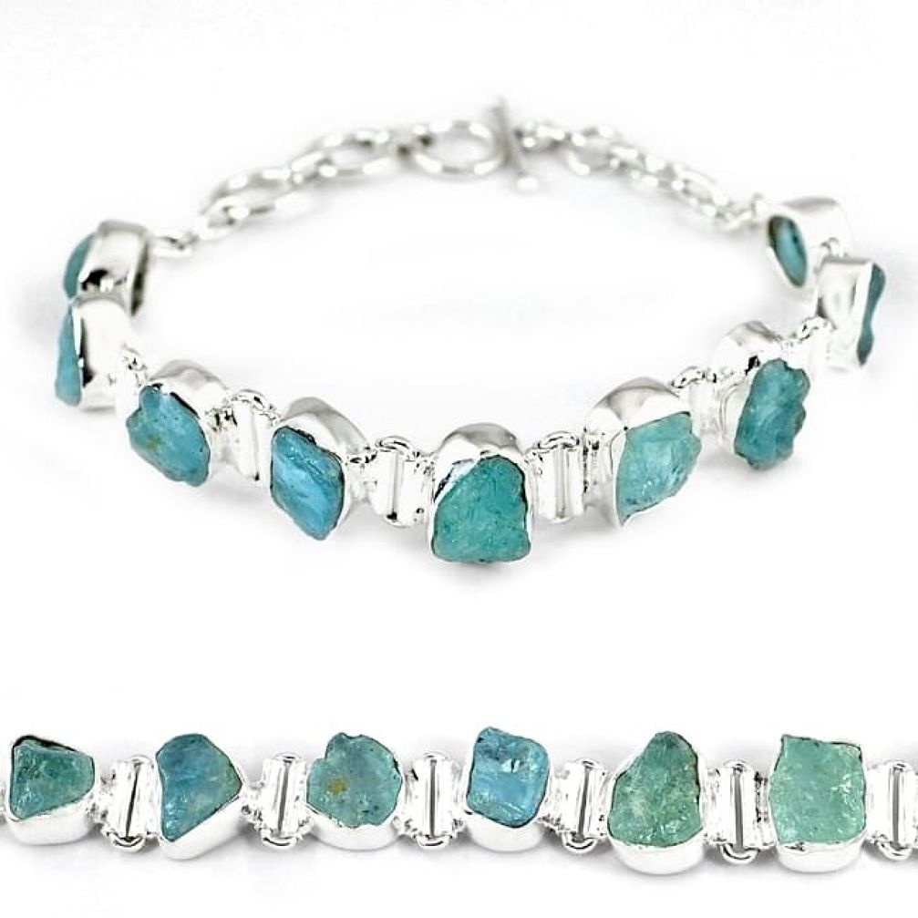Natural aqua aquamarine rough fancy 925 sterling silver beads jewelry k17170