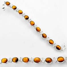 38.48cts natural brown tiger's eye 925 silver beads jewelry r44752