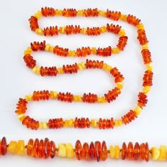 95.58cts natural baltic amber (poland) 925 silver beads necklace jewelry c3243