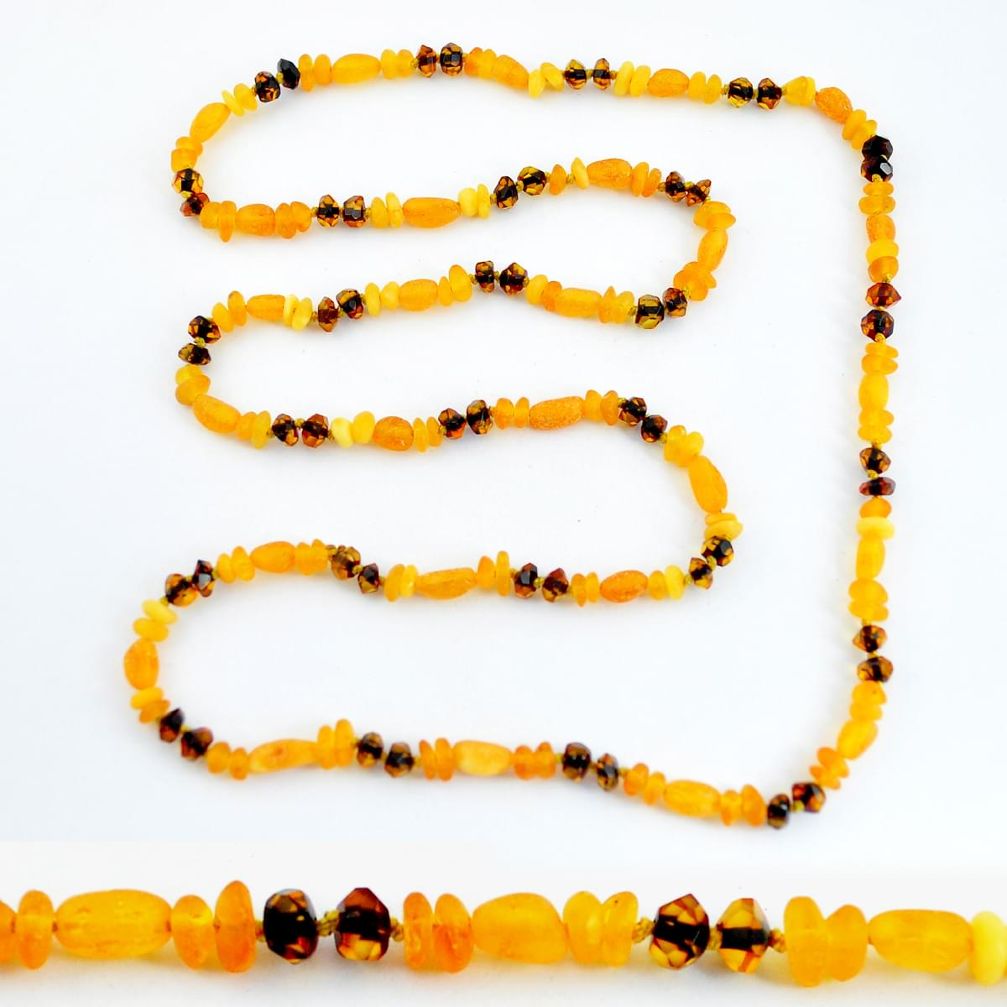 38.12cts natural baltic amber (poland) 925 silver beads necklace jewelry c3262