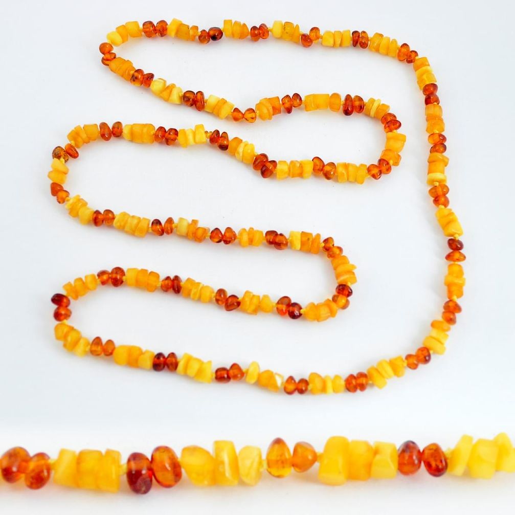 52.60cts natural baltic amber (poland) 925 sterling silver beads necklace c3269